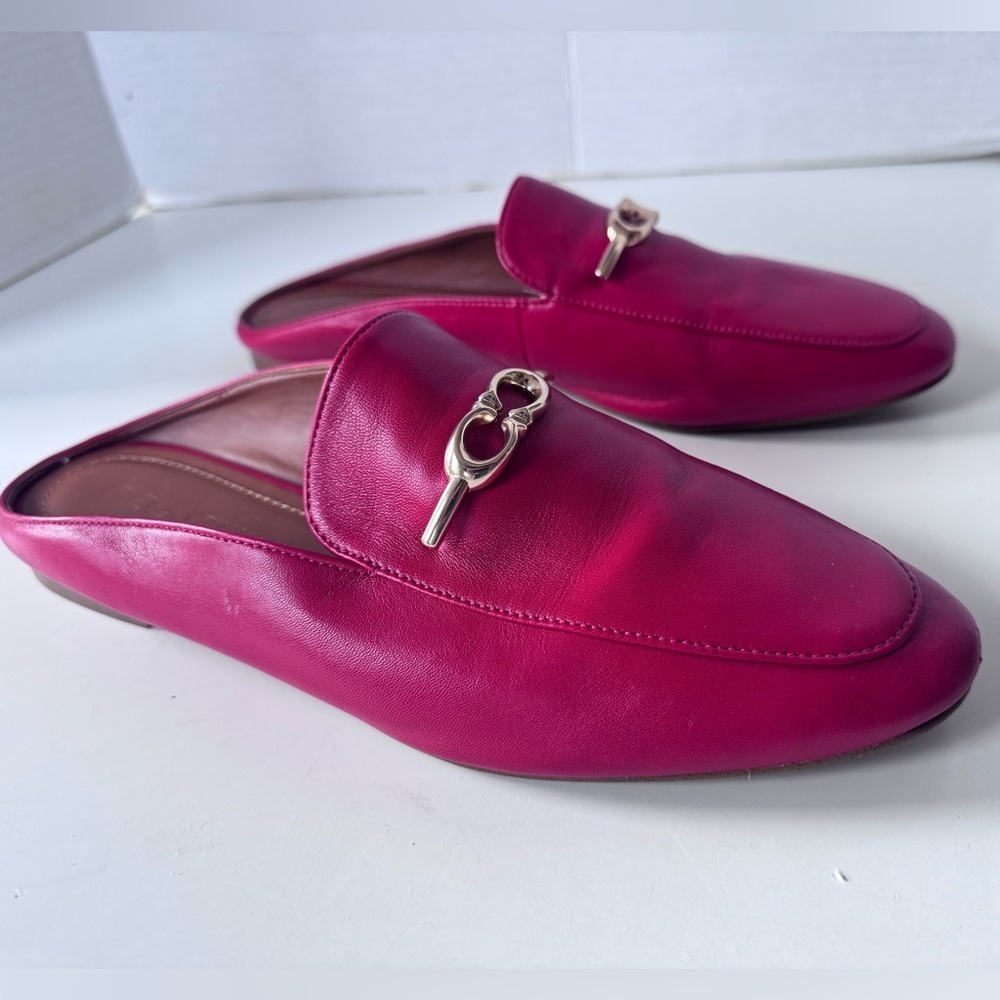 COACH Red Sienna Leather Slip On Slides Flat shoes size 7.5 - Picture 5 of 9